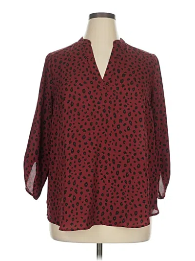 Pre-owned Lush 3/4 Sleeve Blouse In Burgundy