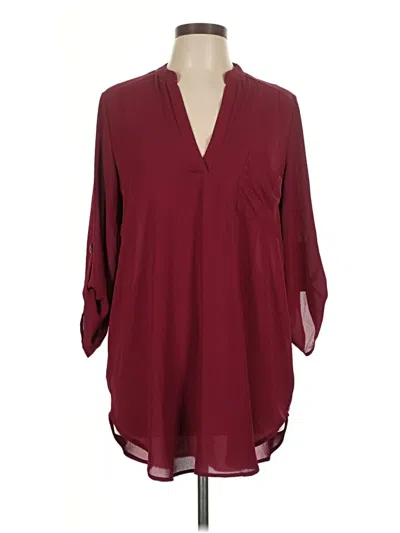 Pre-owned Lush 3/4 Sleeve Blouse In Burgundy