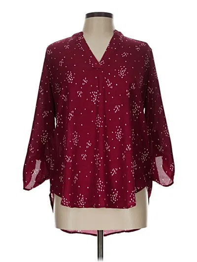 Pre-owned Lush 3/4 Sleeve Blouse In Burgundy