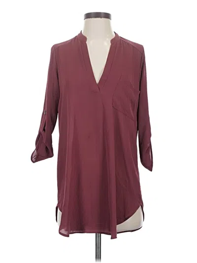 Pre-owned Lush 3/4 Sleeve Blouse In Burgundy