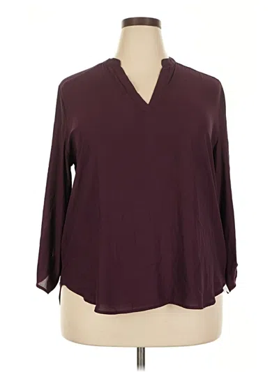 Pre-owned Lush 3/4 Sleeve Blouse In Burgundy