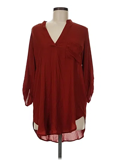Pre-owned Lush 3/4 Sleeve Blouse In Burgundy
