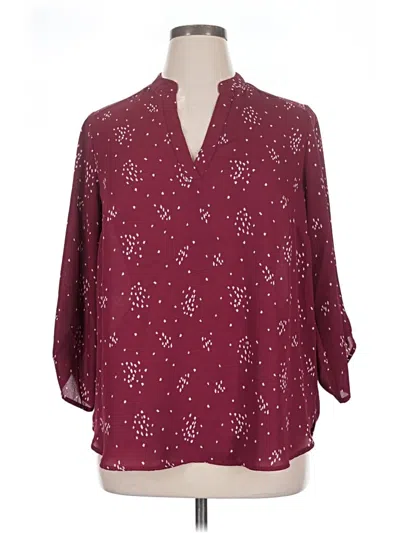 Pre-owned Lush 3/4 Sleeve Blouse In Burgundy