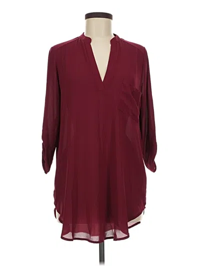 Pre-owned Lush 3/4 Sleeve Blouse In Burgundy