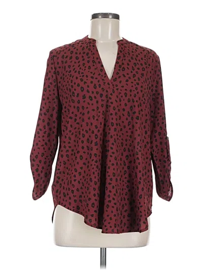 Pre-owned Lush 3/4 Sleeve Blouse In Burgundy