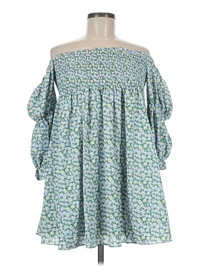 Pre-owned Lush 3/4 Sleeve Blouse In Green