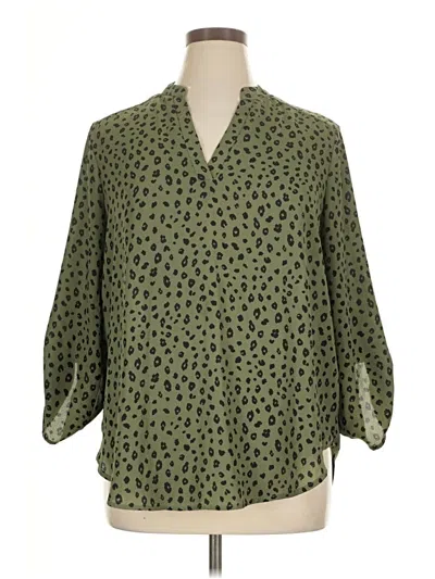 Pre-owned Lush 3/4 Sleeve Blouse In Green