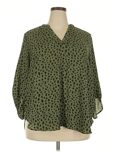 Pre-owned Lush 3/4 Sleeve Blouse In Green