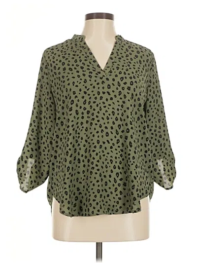 Pre-owned Lush 3/4 Sleeve Blouse In Green