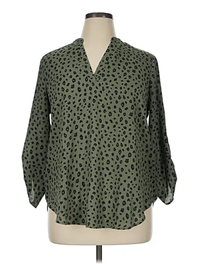 Pre-owned Lush 3/4 Sleeve Blouse In Green
