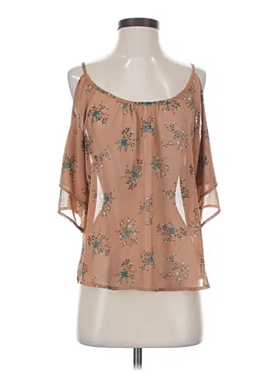 Pre-owned Lush 3/4 Sleeve Blouse In Tan