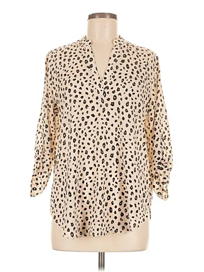 Pre-owned Lush 3/4 Sleeve Blouse In Tan
