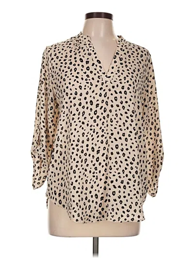 Pre-owned Lush 3/4 Sleeve Blouse In Tan