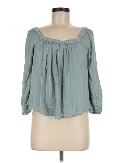 Pre-owned Lush 3/4 Sleeve Blouse In Teal