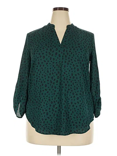 Pre-owned Lush 3/4 Sleeve Blouse In Teal