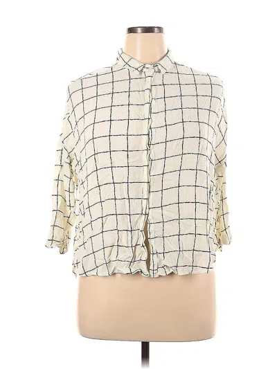 Pre-owned Lush 3/4 Sleeve Button Down Shirt In Ivory