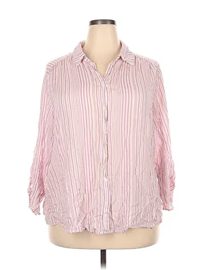 Pre-owned Lush 3/4 Sleeve Button Down Shirt In Purple