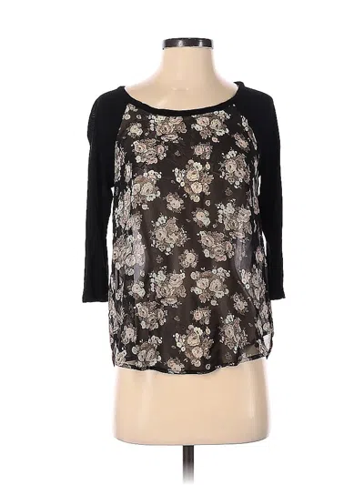 Pre-owned Lush 3/4 Sleeve Top Black Scoop Neck Tops