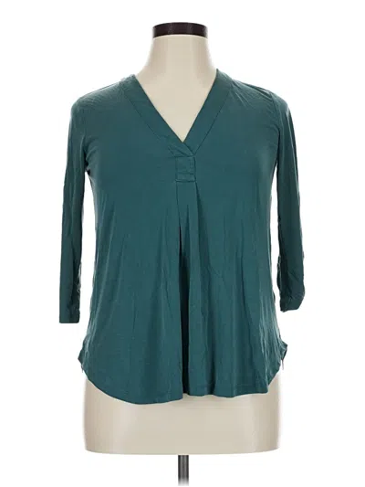 Pre-owned Lush 3/4 Sleeve Top Teal V-neck Tops
