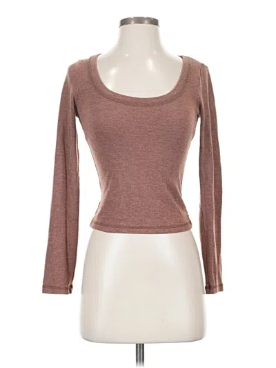 Pre-owned Lush 3/4 Sleeve T-shirt In Brown