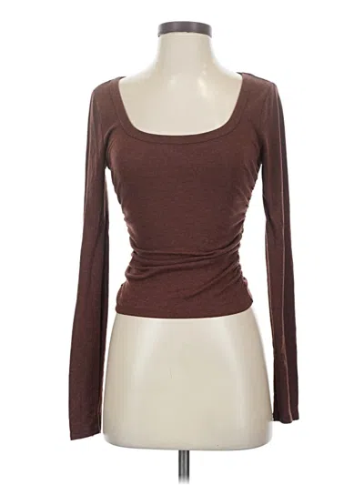 Pre-owned Lush 3/4 Sleeve T-shirt In Brown