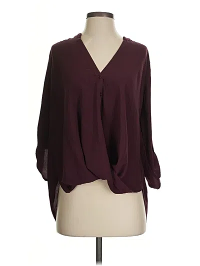 Pre-owned Lush 3/4 Sleeve T-shirt In Burgundy