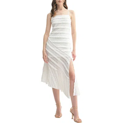 Lush Asymmetric Lace Dress In White