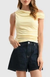 Lush Asymmetric Ruched Top In Multi