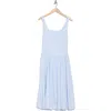 Lush Back Bow Square Neck Midi Dress In Light Blue