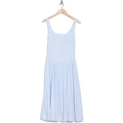 Lush Back Bow Square Neck Midi Dress In Blue