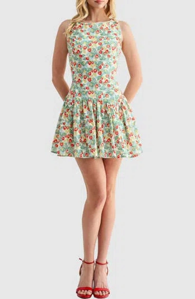 Lush Back Tie Drop Waist Minidress In Red