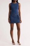 Lush Belted Denim A-line Minidress