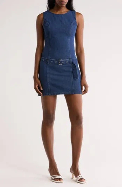 Lush Belted Denim A-line Minidress