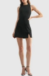 Lush Bow Appliqué A-line Minidress In Black