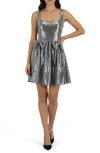 Lush Bow Appliqué Sequin Minidress In Silver