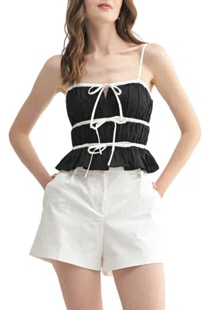 Lush Bow Front Peplum Crop Top