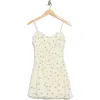 Lush Bow Print Drop Waist Minidress In Ivory Black