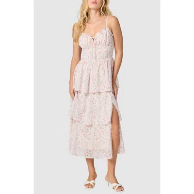 Lush Bustier Ruffled Tiered Sundress In White