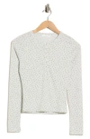 Lush Button Front Knit Top In Dove Ditsy