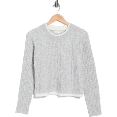 Lush Cable Knit Cardigan In Light Heather Grey