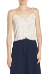 Lush Cami Geo Print Lace Trim Spaghetti Straps Tank Top In White In White
