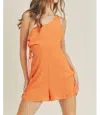 Lush Clara One-shoulder Romper In Tangerine In Multi