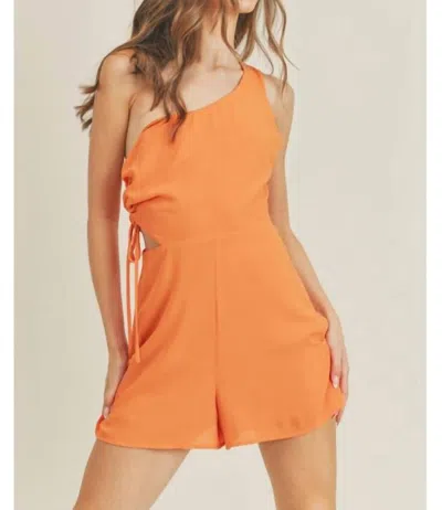Lush Clara One-shoulder Romper In Tangerine In Multi