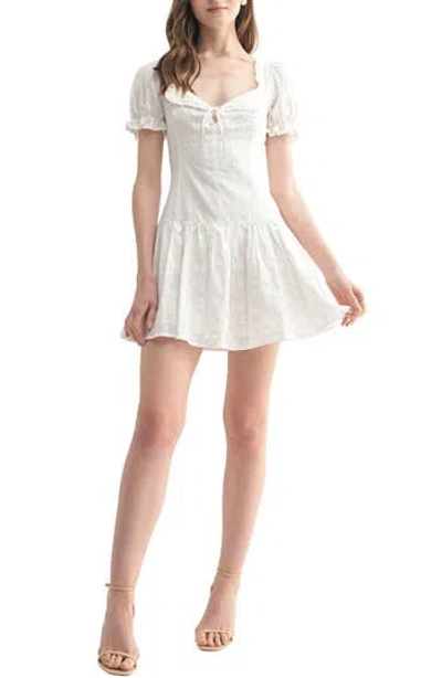 Lush Collar Detail Eyelet Minidress In White