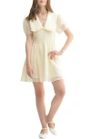 Lush Collared Puff Sleeve Dress In Cream