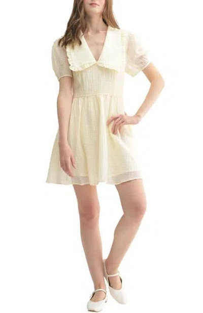 Lush Collared Puff Sleeve Dress In Cream