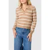 Lush Collared Striped Sweater In Brown