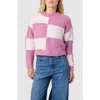 Lush Colorblock Checker Sweater In Purple