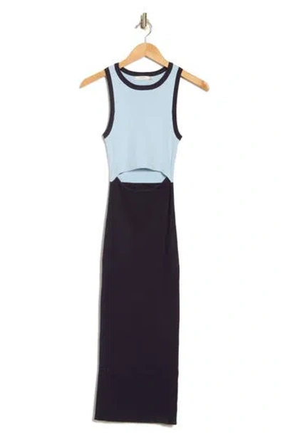 Lush Colorblock Cutout Midi Dress In Blue Navy