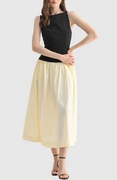 Lush Colorblock Poplin Fit & Flare Dress In Multi